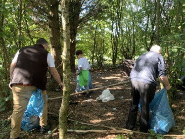 Cleaning up the wooded areas